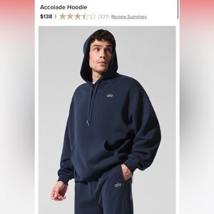 Men’s navy Alo hoodie and jogging pants large set